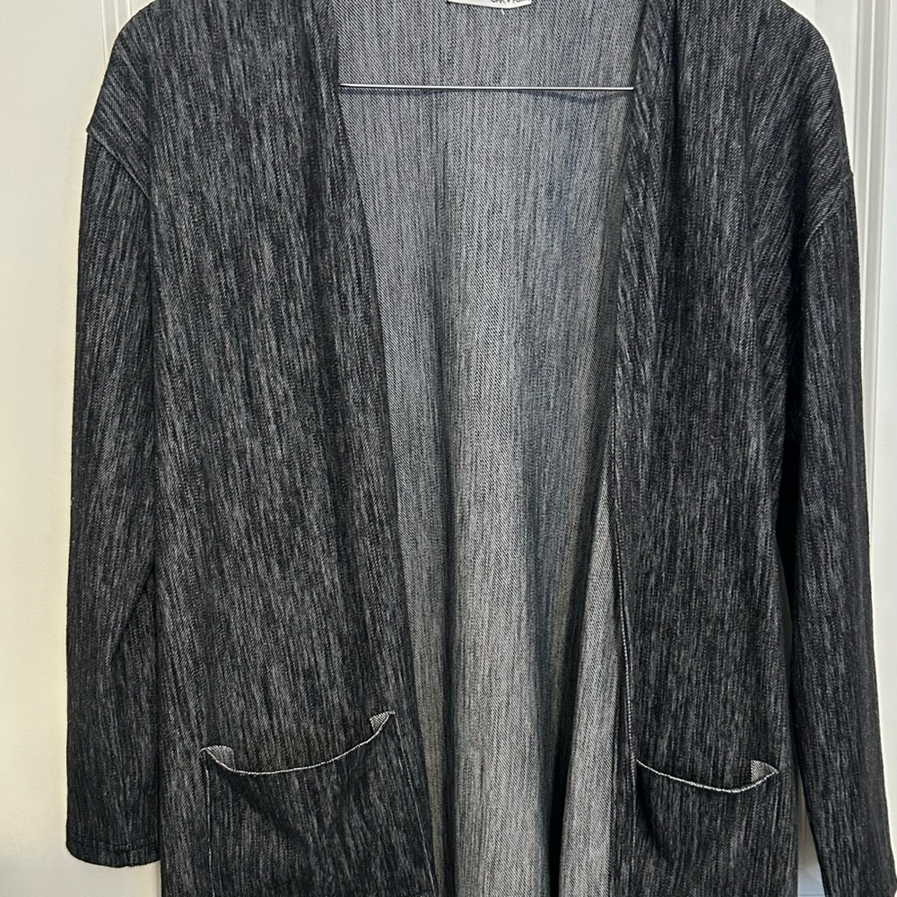 OAK + FORT Charcoal Open Front Cardigan